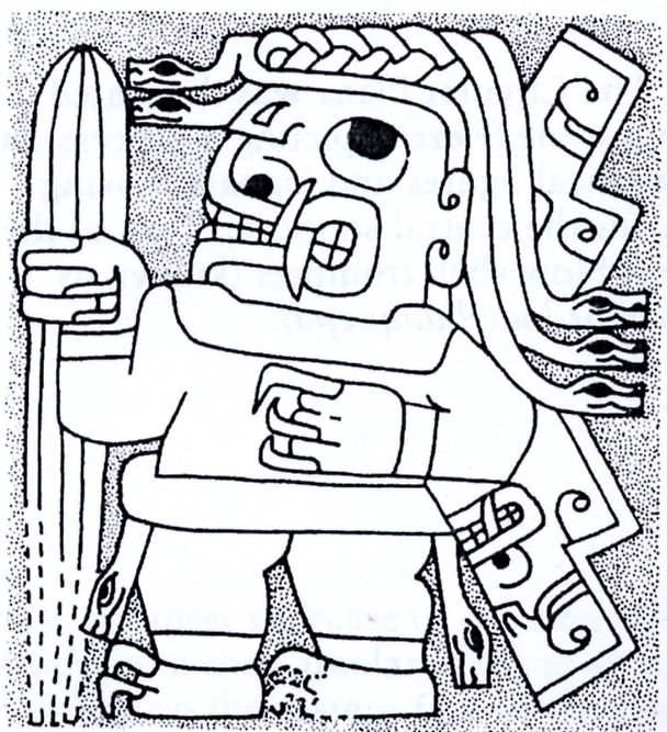 Рис. 7. Изображение шамана с кактусом Сан-Педро. Прорисовка с каменной стелы из комплекса Чавин.
