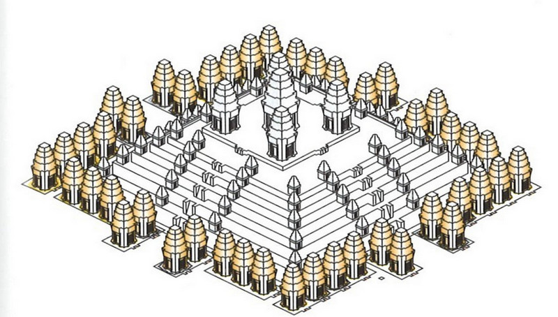 Модель храма Пном Бакхенг (конец IX в.), реконструкция