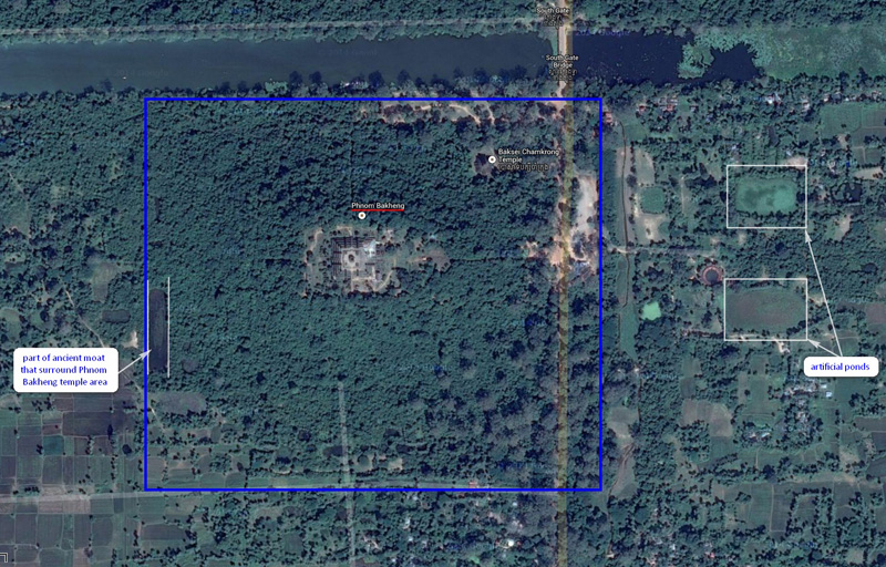 Phnom Bakheng area (end of IX c.), satellite view