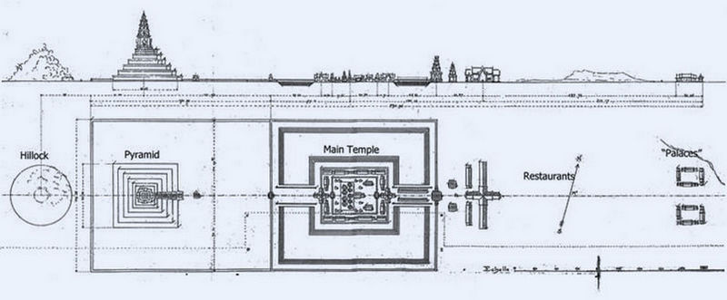 План центрального храмового комплекса Лингапуры (перв. пол. X в.)