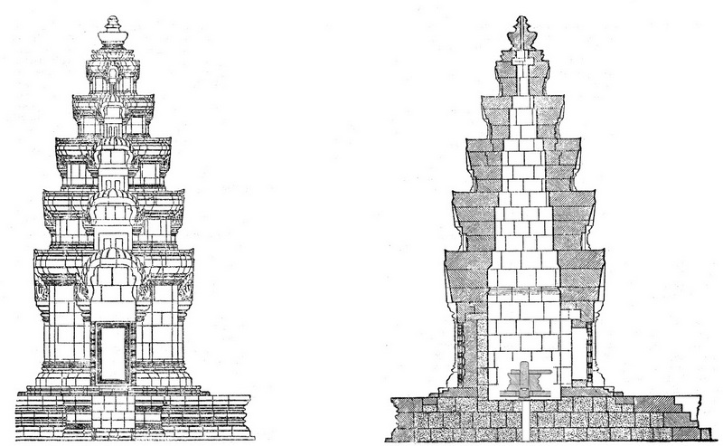 Профиль и разрез фасада типичного прасата в традиции кхмерского зодчества