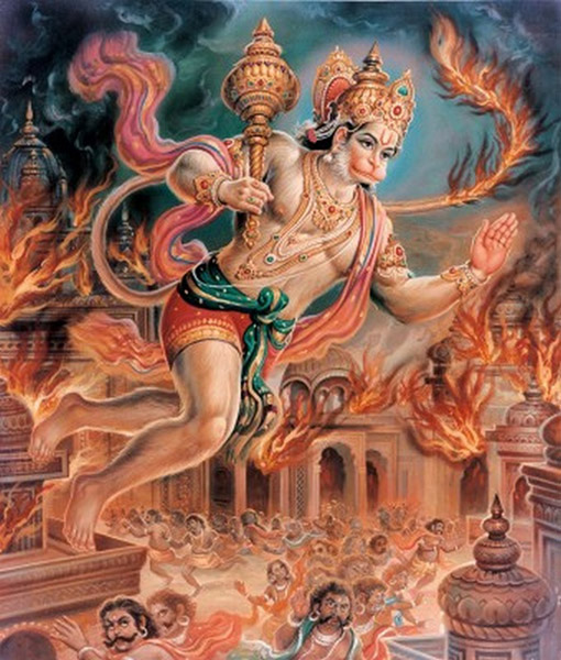 Хануман поджигает Ланкапуру