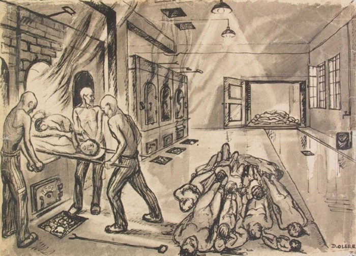 Комната с печью. David Olere, 1945.