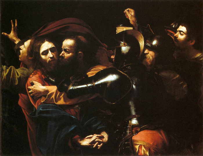Поцелуй Иуды. Michelangelo M. da Caravaggio, ок. 1602 г.