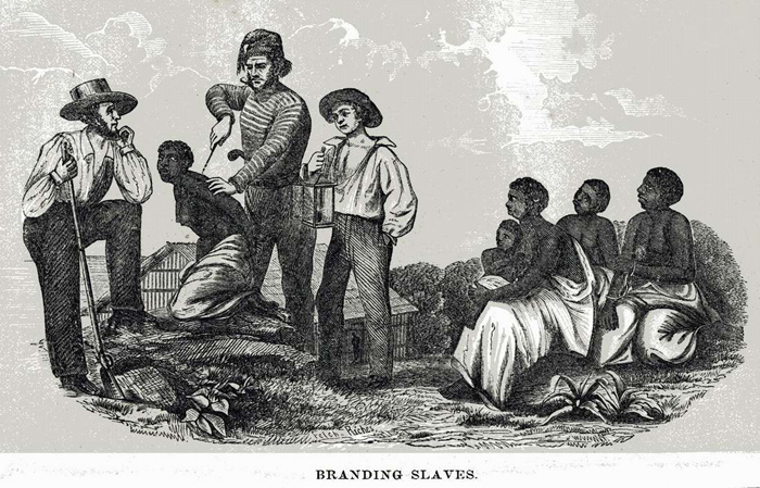 Нанесение клейма на тело чернокожей рабыни. Неизвестный художник, Колумбус, штат Огайо, 1857 г.