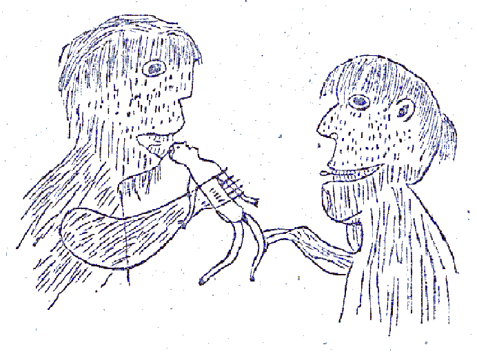 Два духа, поедающие человеческую душу. Рисунок чукотского шамана из собрания великого русского этнографа, профессора В.Г. Богораза (Тана), 1923 г.