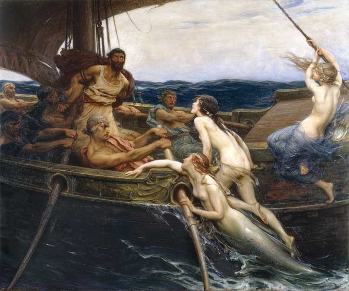 Одиссей и сирены. H.J. Draper, 1909
